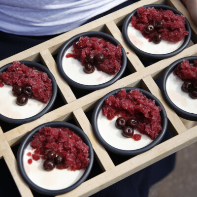 Vanilla Panna Cotta with Pomegranates and Cherries