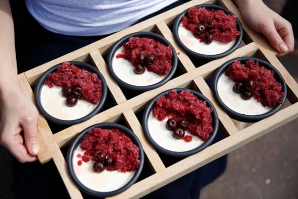 Vanilla Panna Cotta with Pomegranates and Cherries