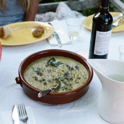 Baked Zucchini, Mint, Basil and Lemon Purée