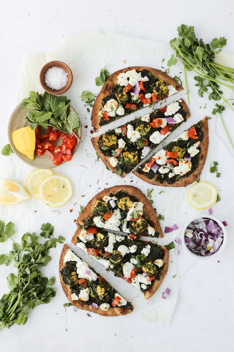 Palak Paneer Naan Pizzas | This Brown Kitchen