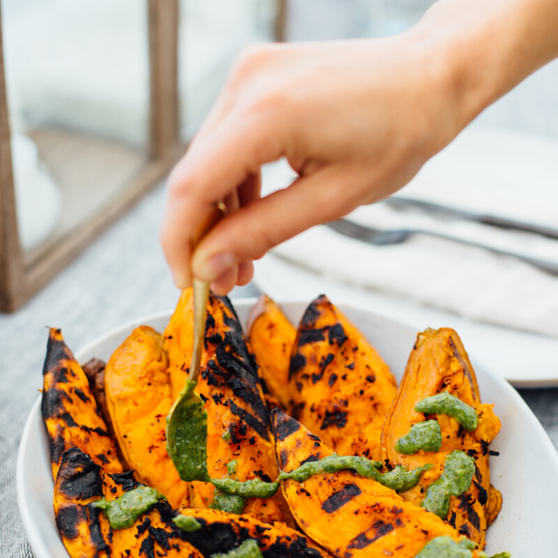 These grilled sweet potato wedge are my favorite summer side dish