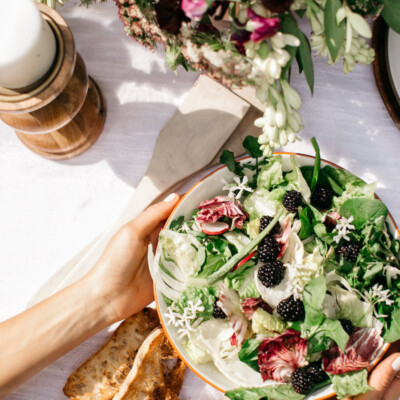 A refreshing salad with fresh farm greens and veggies