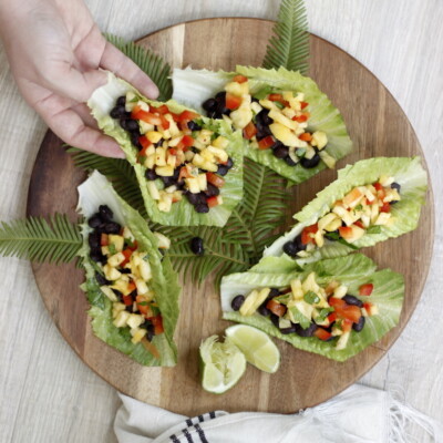 Recipe for Black Bean and Pineapple Salsa Lettuce Boats