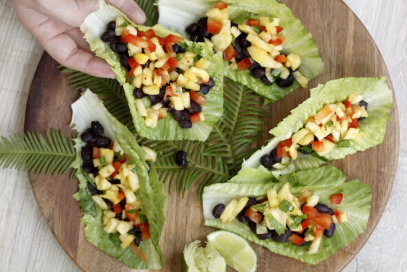 Recipe for Black Bean and Pineapple Salsa Lettuce Boats