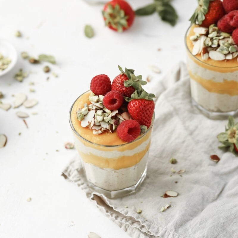 easy mango curd puree and rice pudding parfaits | This Brown Kitchen