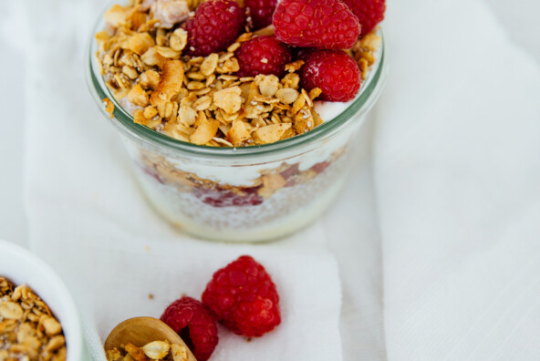 Raspberry Chia Yogurt Pudding recipe is the easiest healthy breakfast on the go