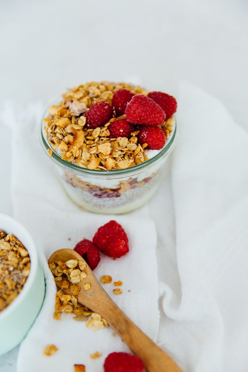 Raspberry Chia Yogurt Pudding recipe is the easiest healthy breakfast on the go