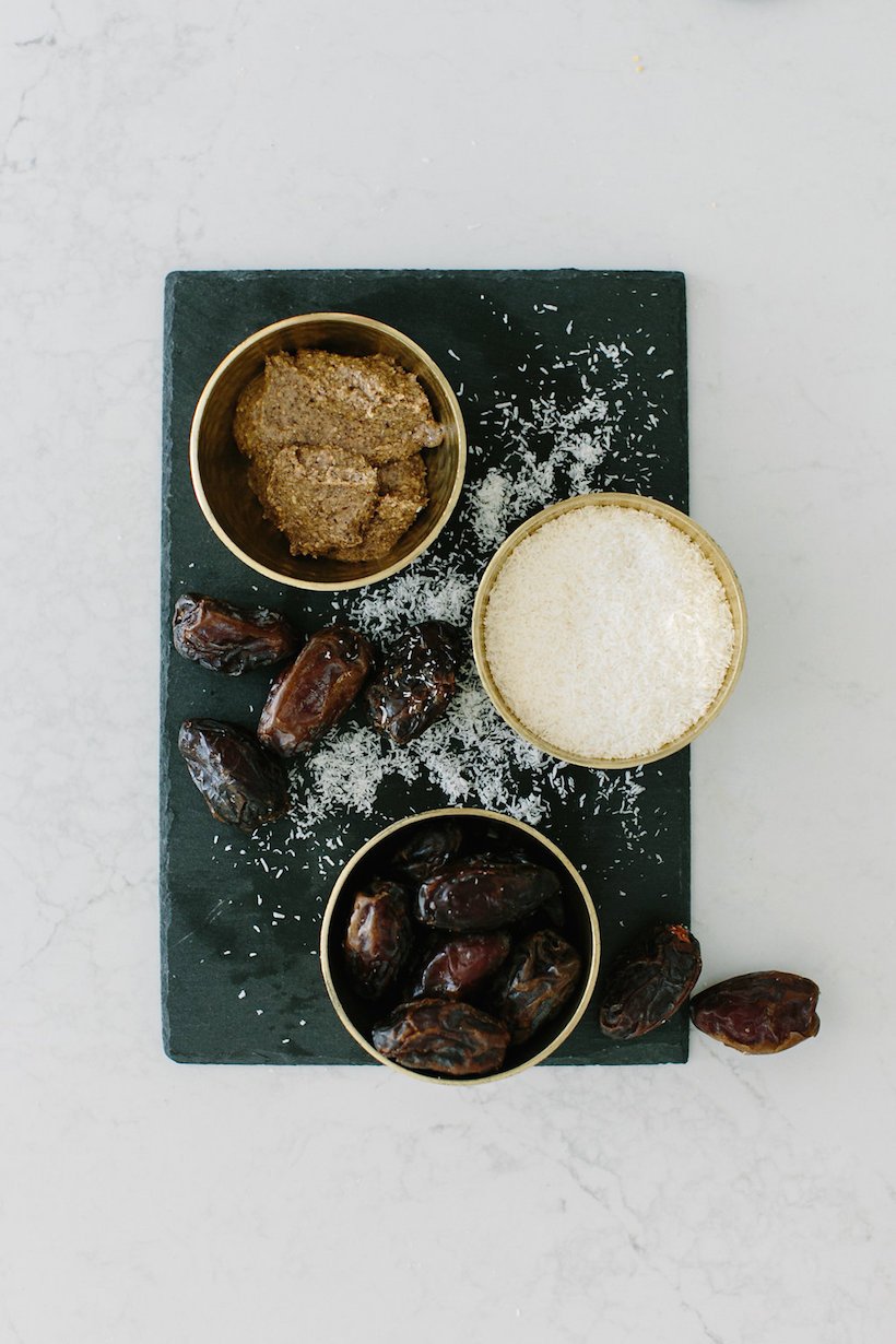 healthy halloween snack almond butter coconut date balls