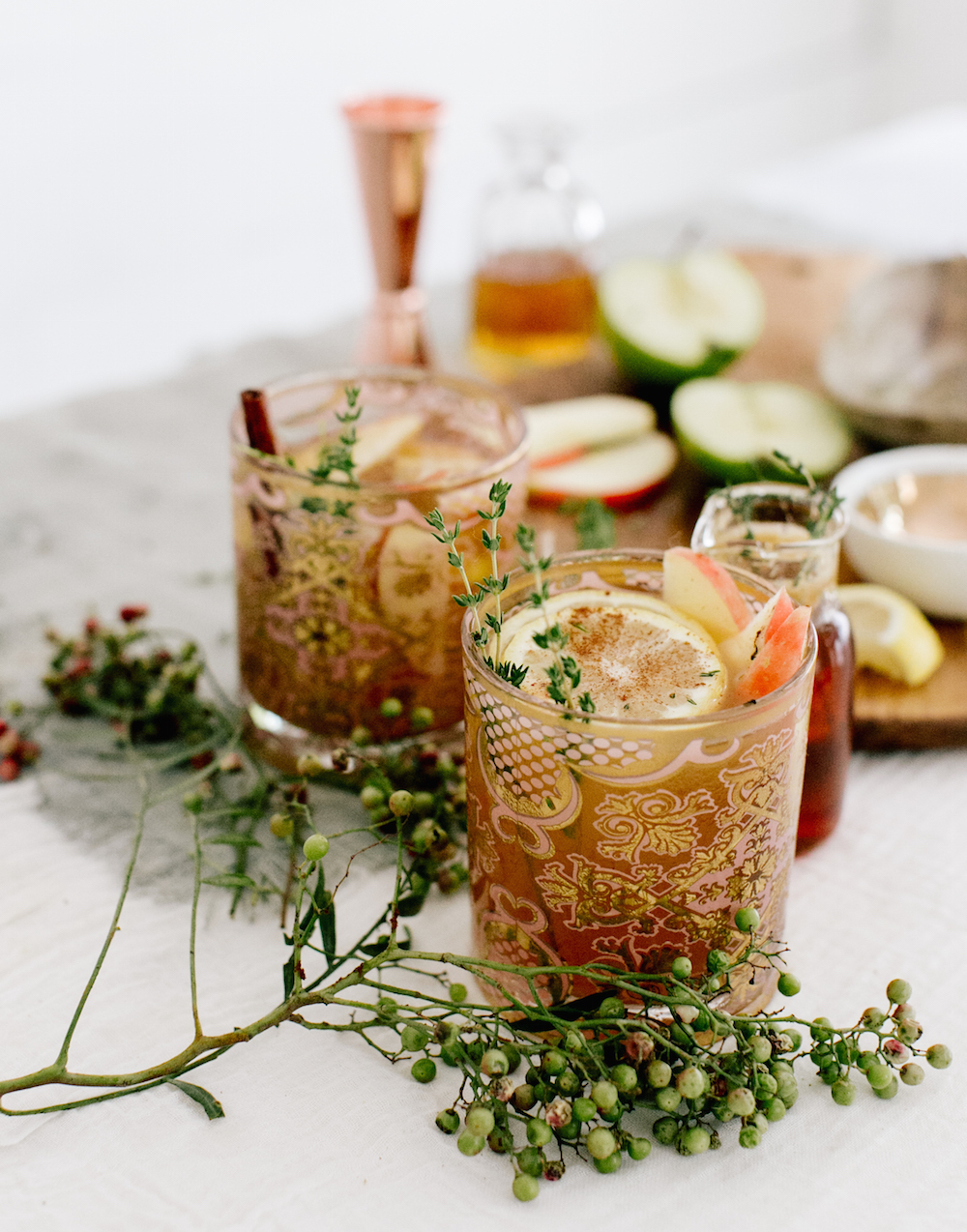 apple cider and bourbon punch fall cocktail