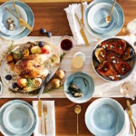 blue tablescape for thanksgiving