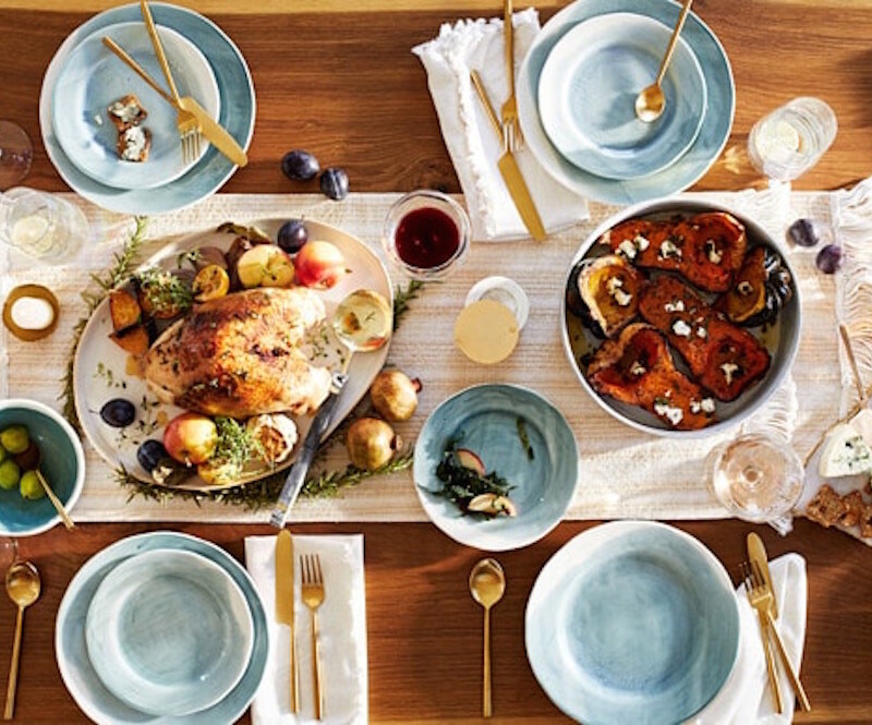 blue tablescape for thanksgiving