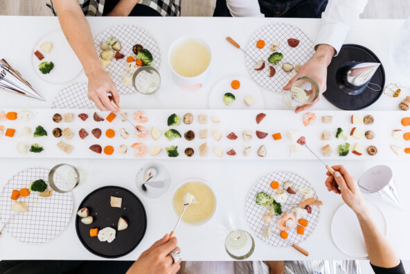 a modern fondue dinner party