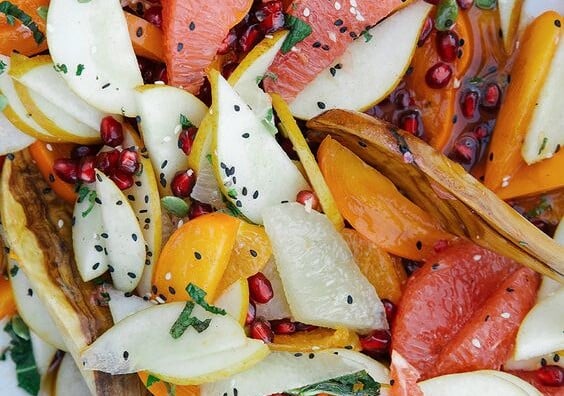 festive fruit salad with rosemary