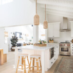 classic white kitchen with bohemian touches