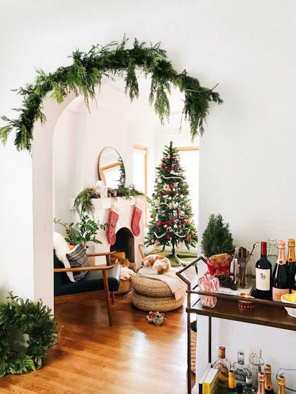 christmas tree, christmas decor, simple living room holiday decor