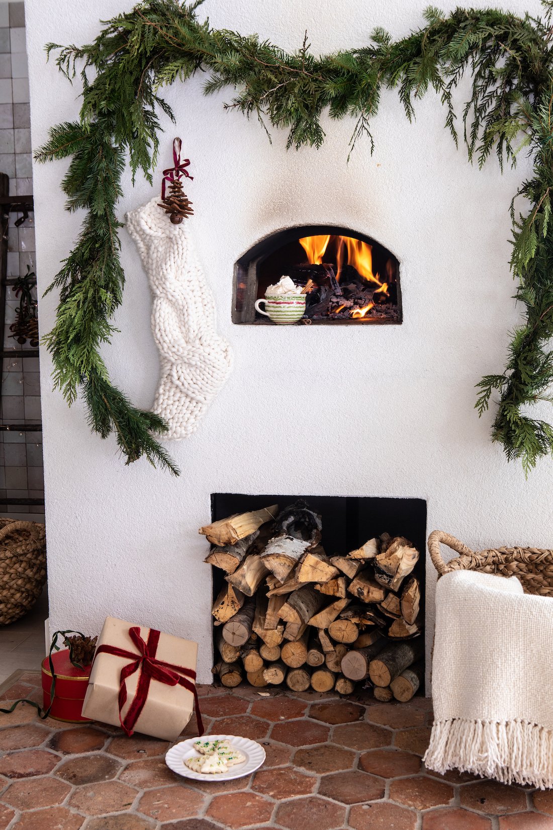 beautiful winter fireplace