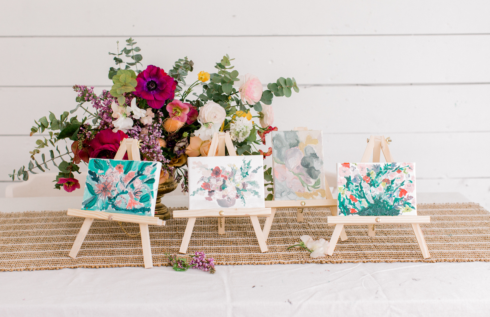 mini canvases on a mini easels