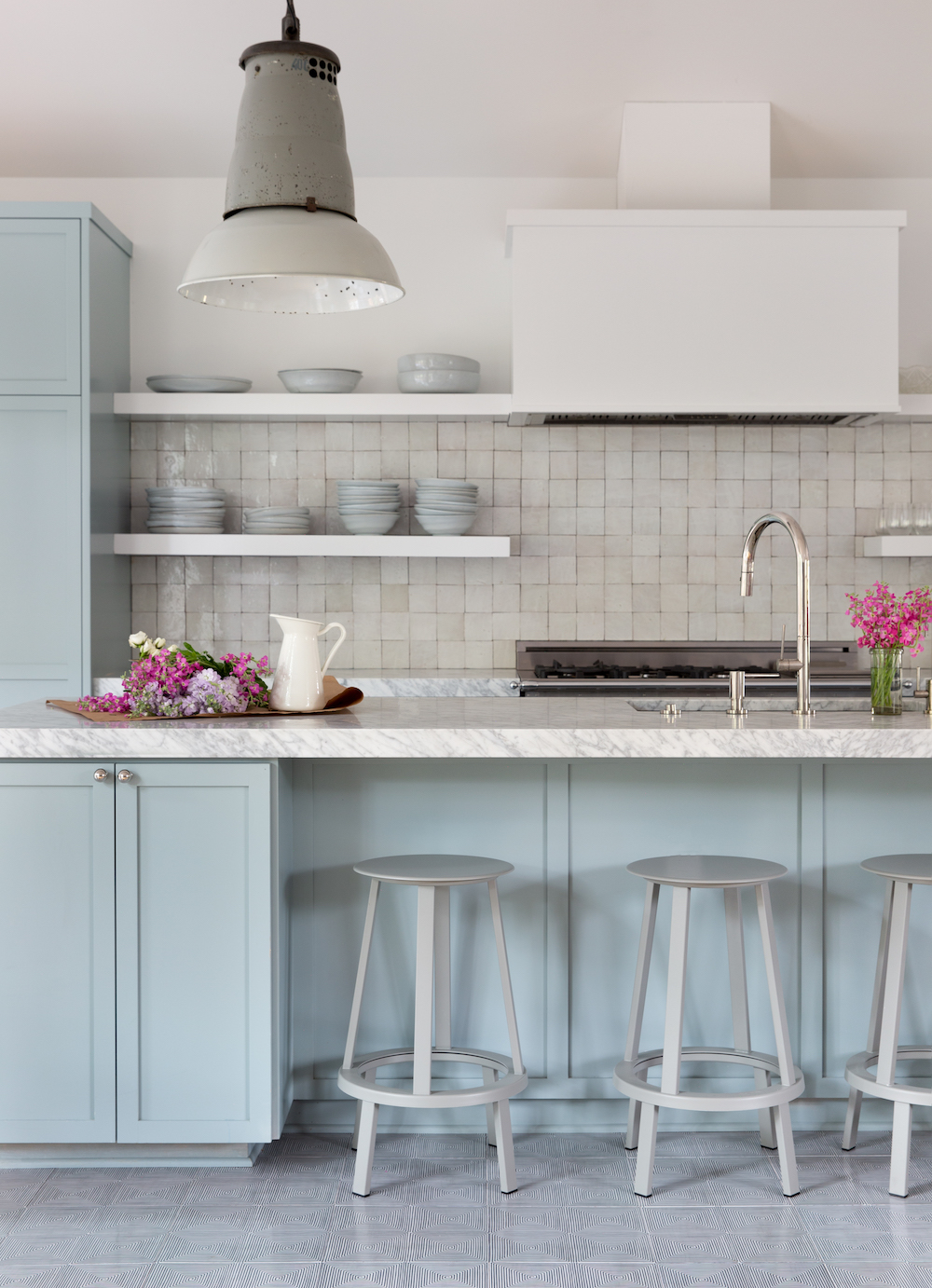 modern blue and white kitchen design