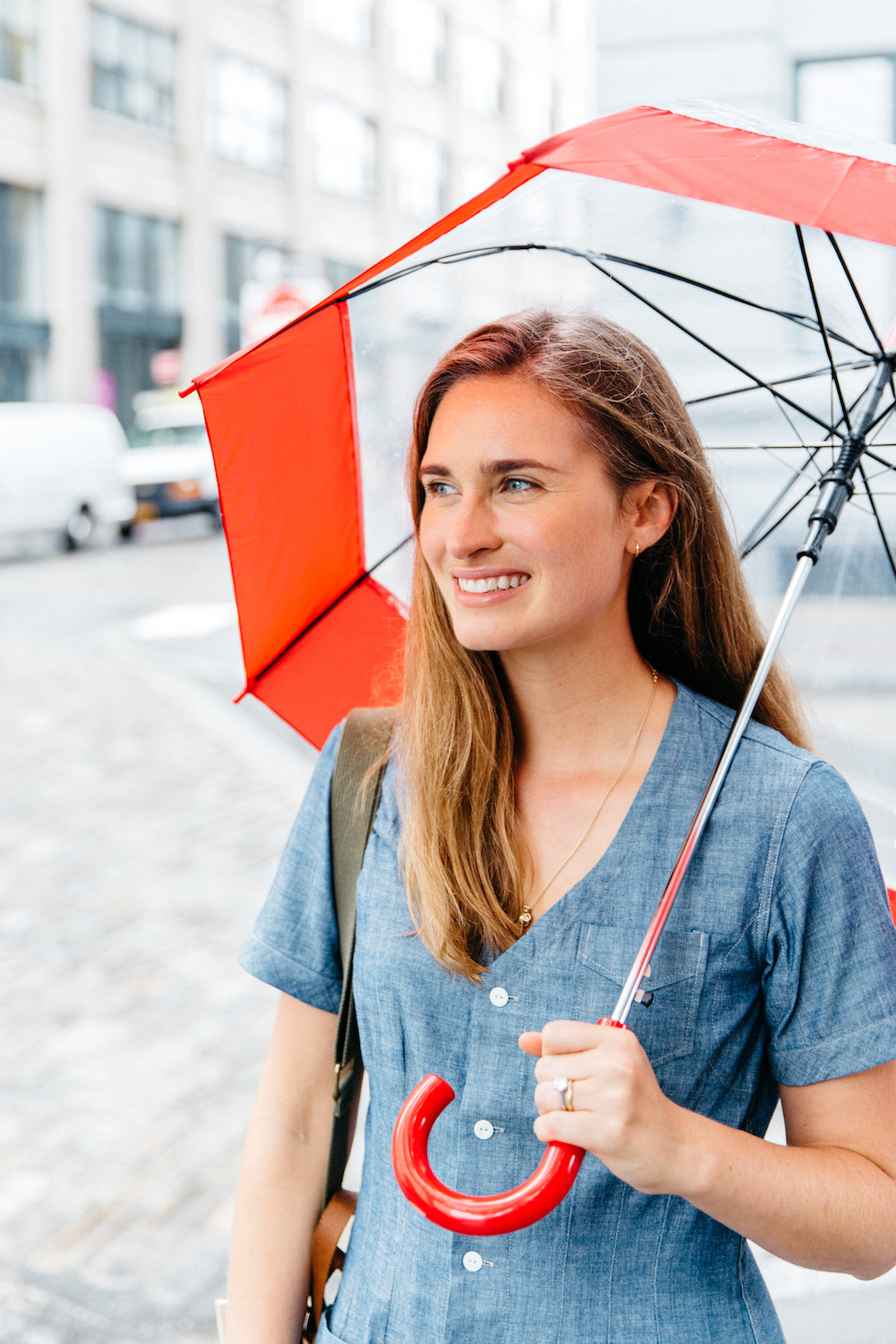 Lauren Bush Lauren, rain, umbrella, new york city