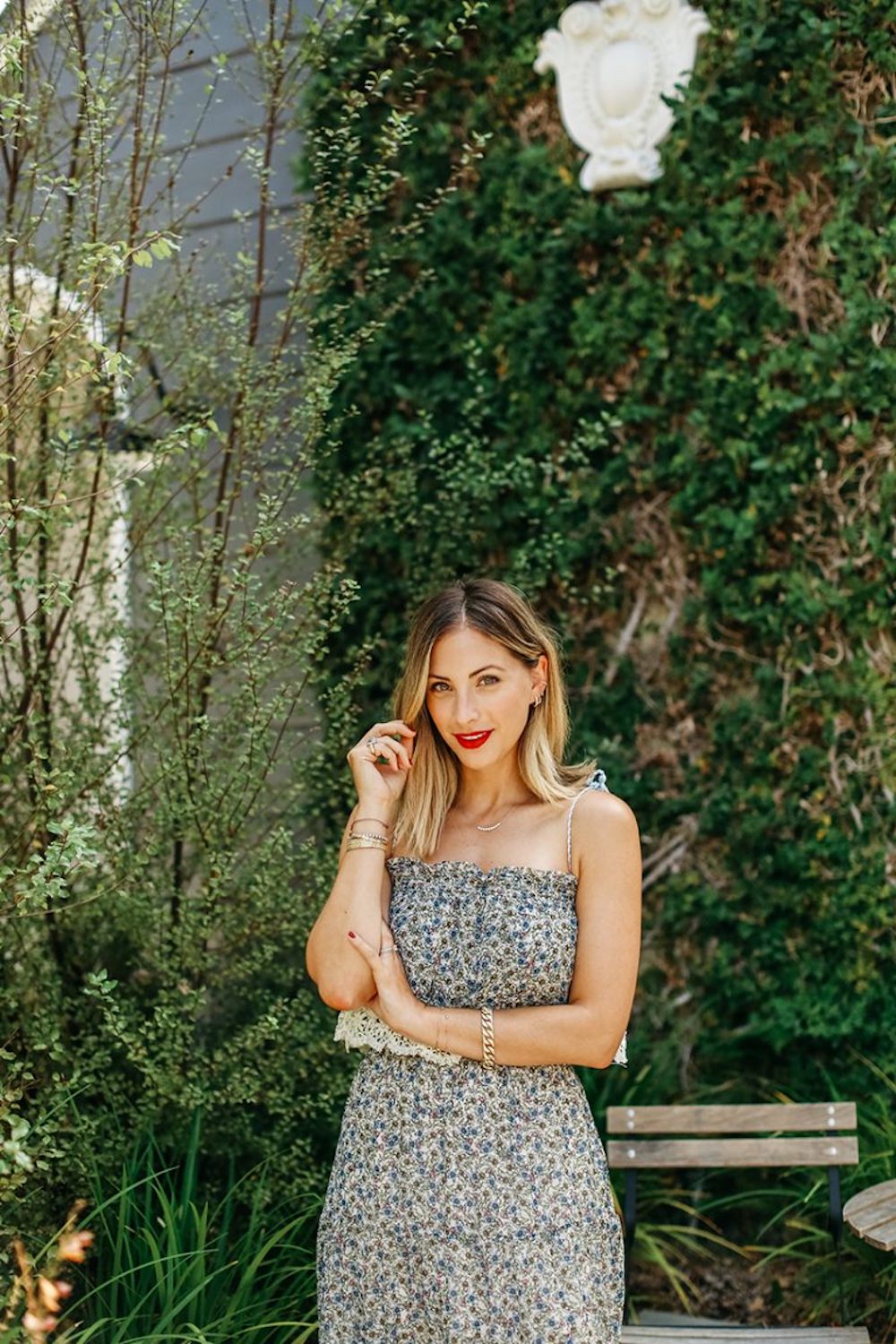 emily schuman, cupcakes and cashmere, blogger, LA style, red lipstick