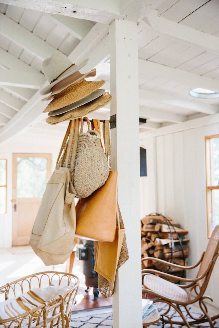 Bags hanging on hook