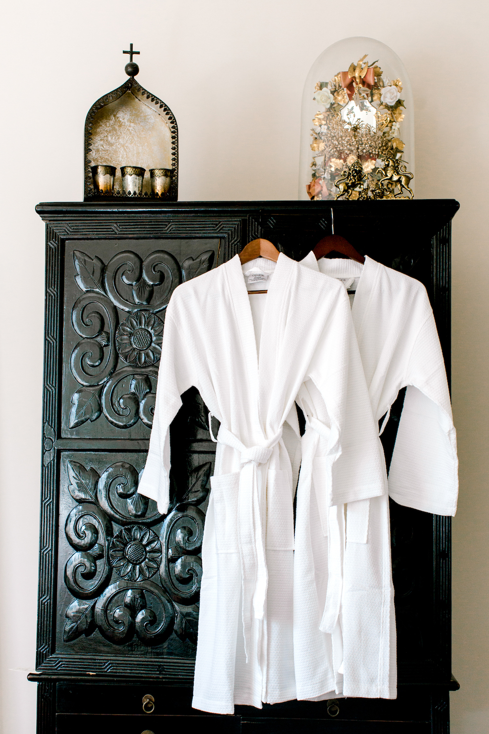 crisp white bathrobes