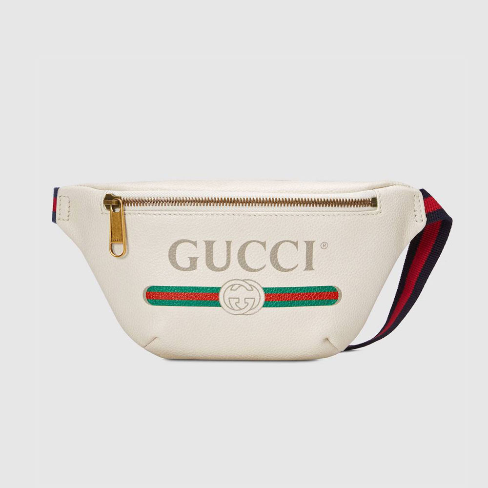 leather gucci fanny pack in white