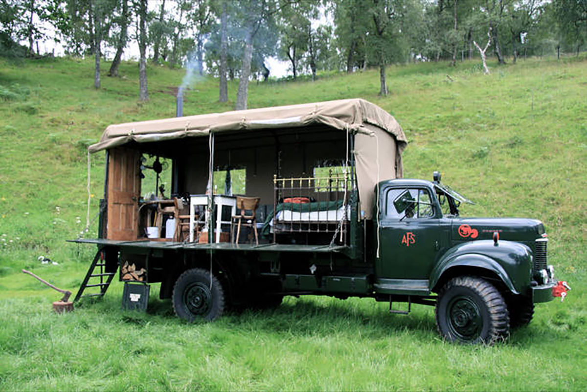 The Beermoth in the Scottish Highlands, UK This micro hotel is as unique as it is instagrammable. Staying inside a renovated 1956 Commer Q4 parked in the gorgeous Scottish Highlands? Doesn't get more #cabinporn than that.