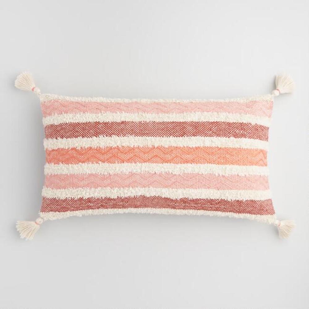 oversized coral stripe indoor pillow