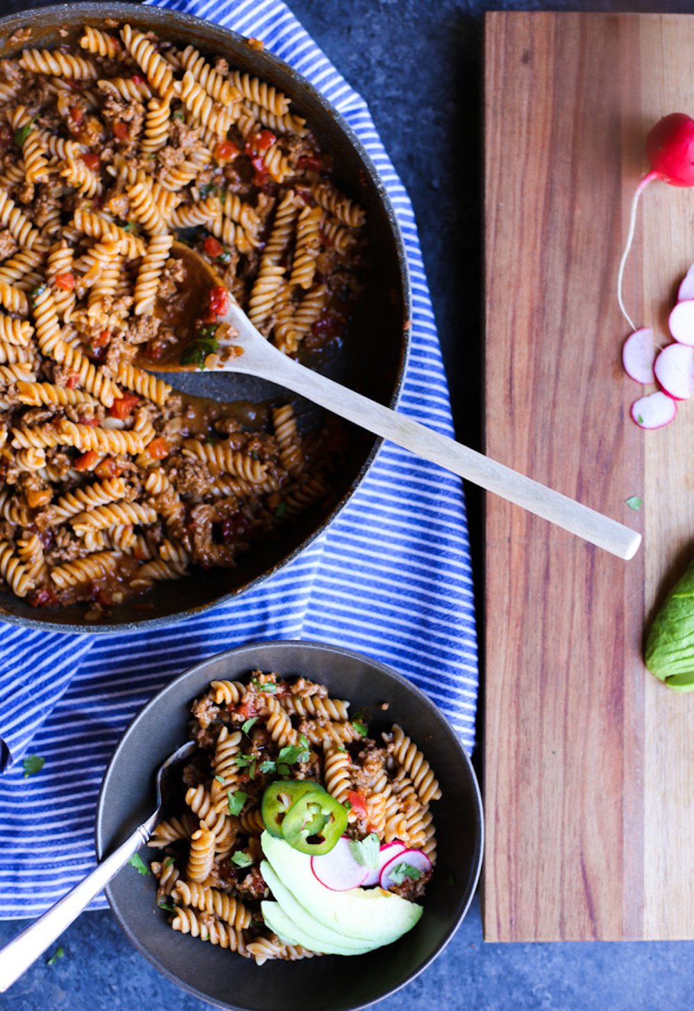 one pot taco pasta, healthy dinner recipe, the defined dish recipe