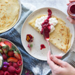 strawberry crepes with whipped cream