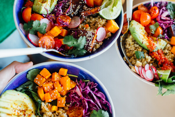 rainbow grain bowl potluck party