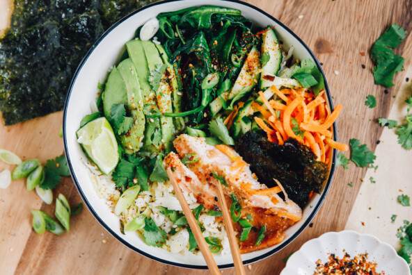 salmon roll sushi bowl