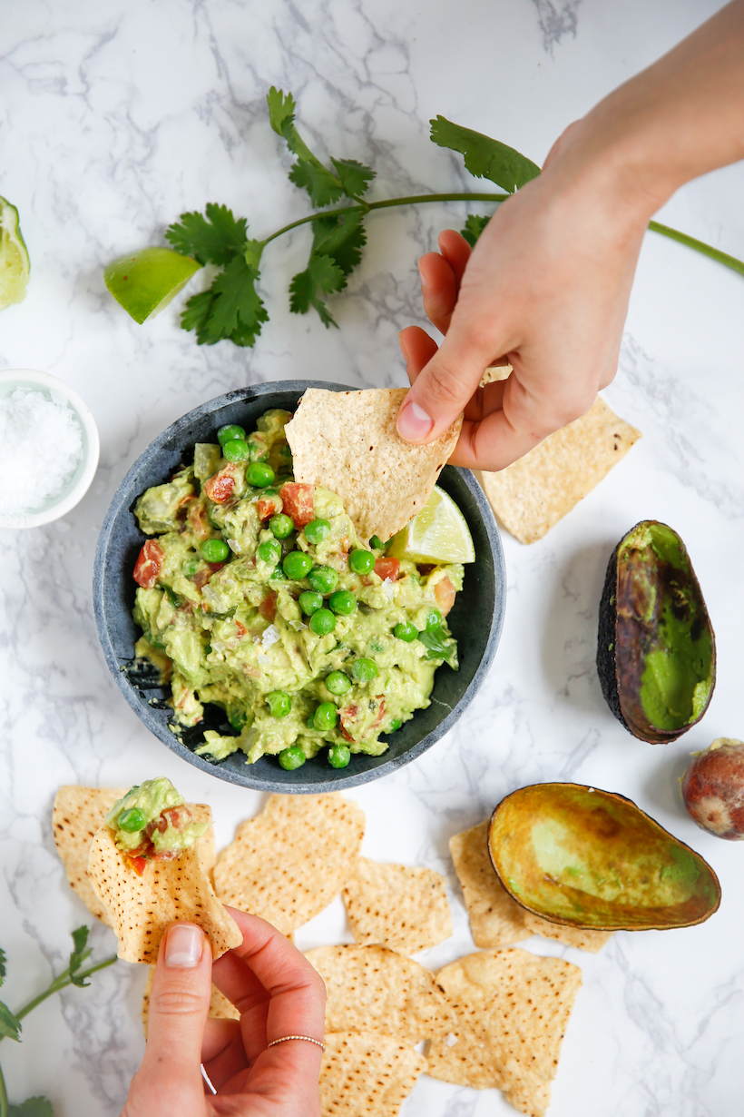 Green Pea Guacamole is healthy and full of plant-based protein