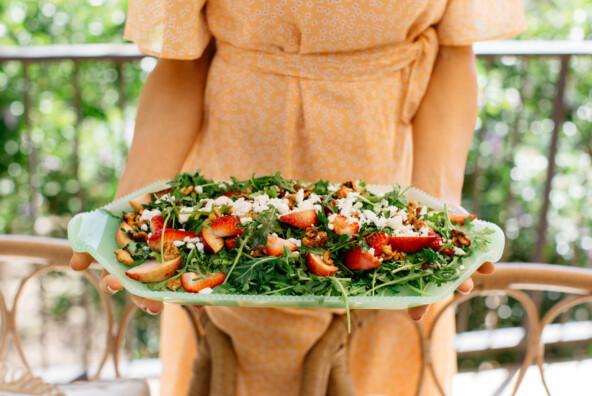 Strawberry & Arugula Salad with Spring Herbs & Goat Cheese