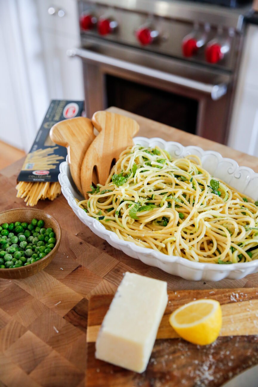 lemony pasta carbonara plated