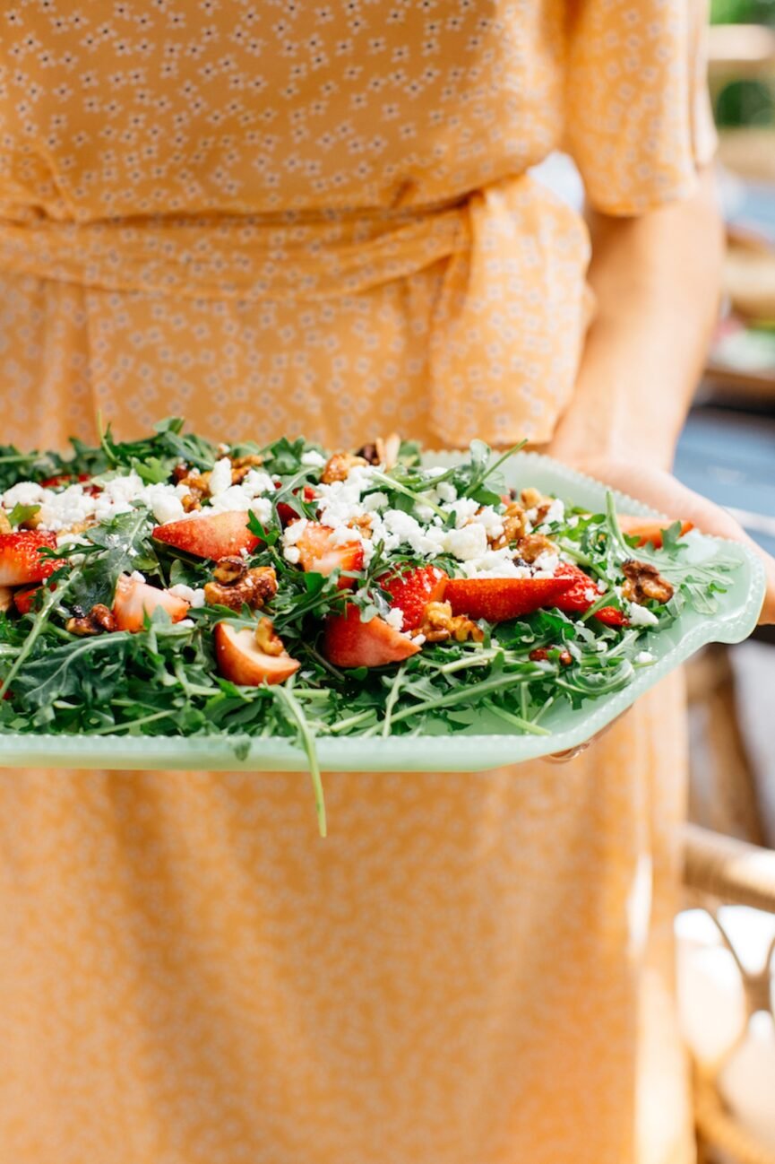 strawberry and arugula salad with spring herbs and goat cheese