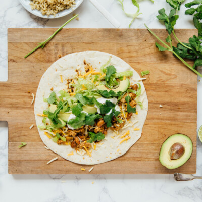 best vegetarian burrito recipe with a tofu bean scramble