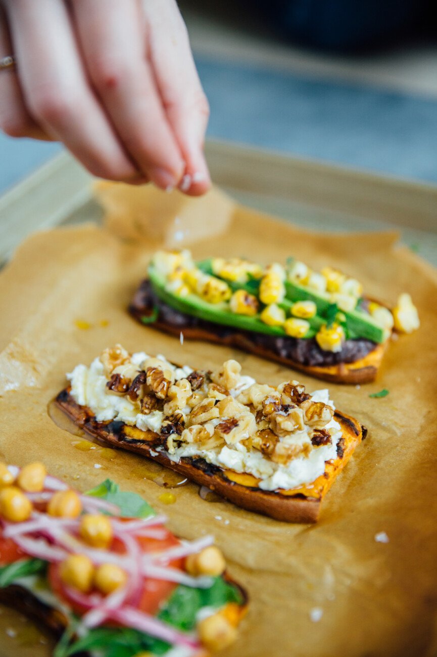 sweet potato toasts three ways