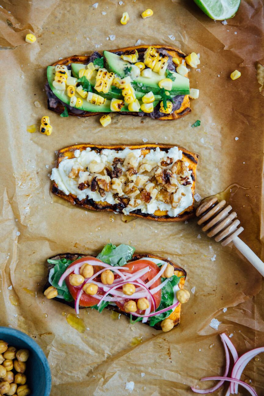 sweet potato toasts three ways