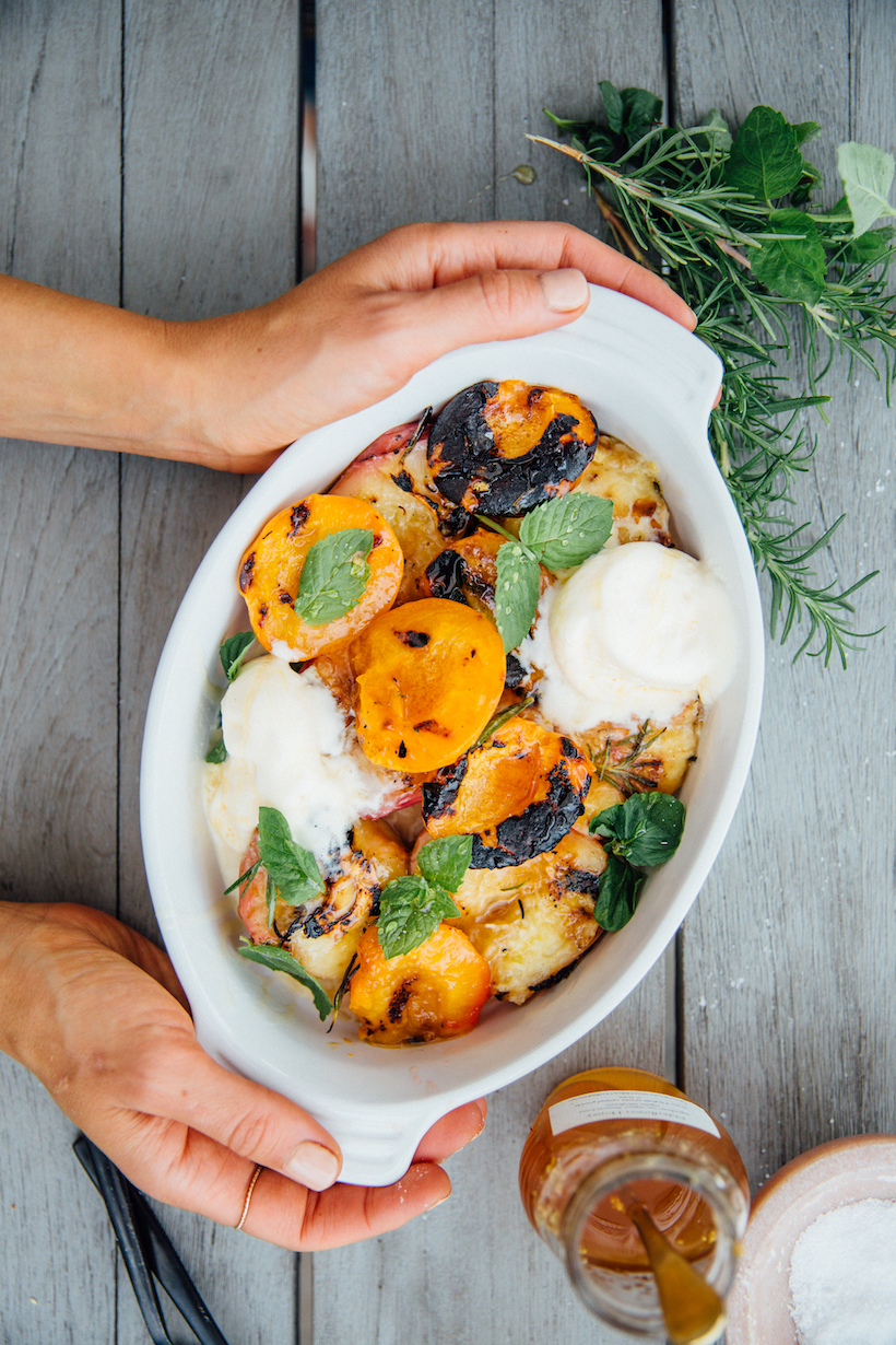 Grilled Peaches & Plums with Ice Cream recipe
