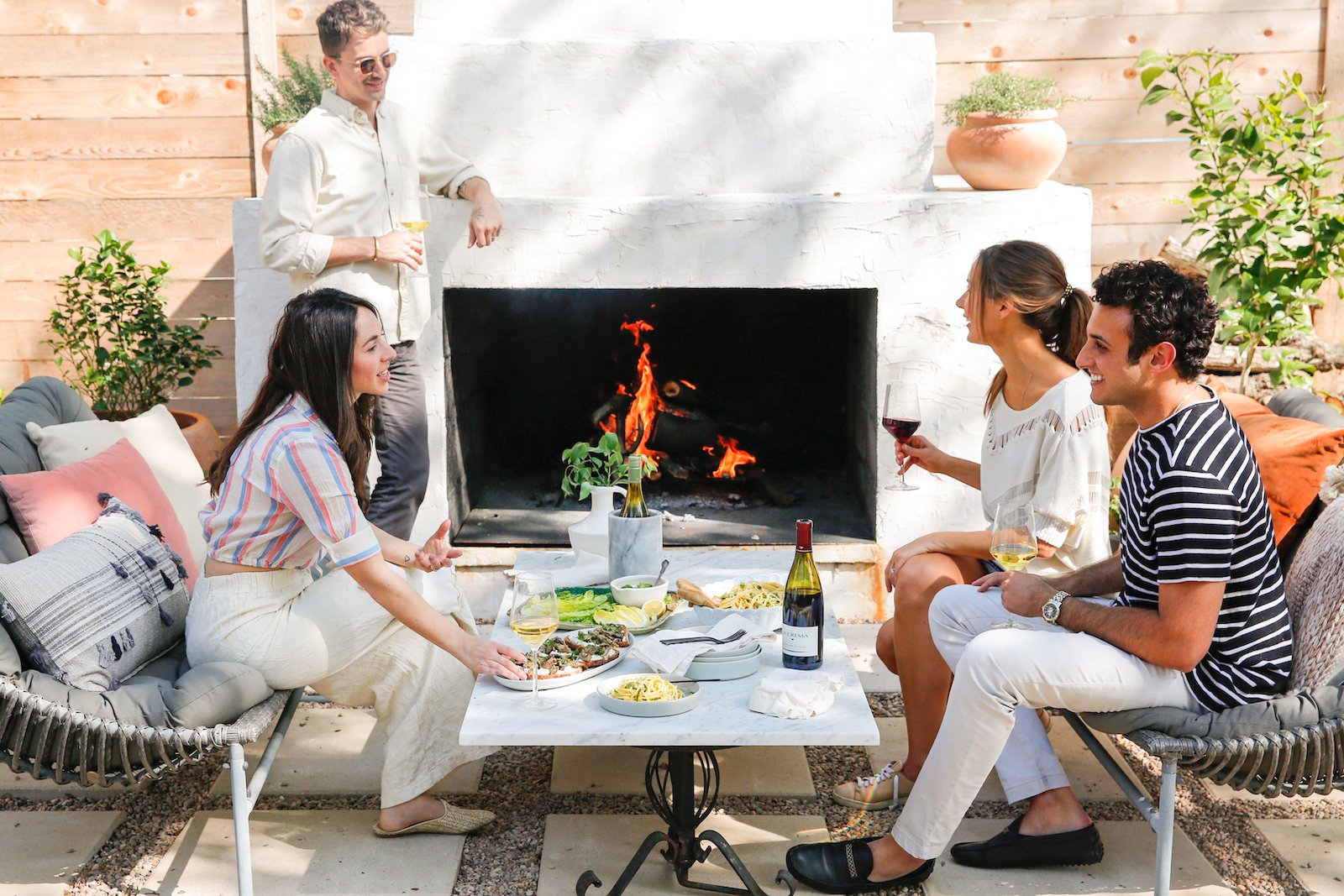 fireside chats, wine, friends