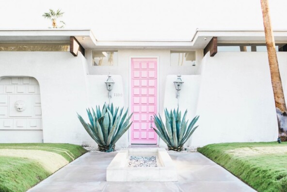 unexpected summer escapes, palm springs, that pink door