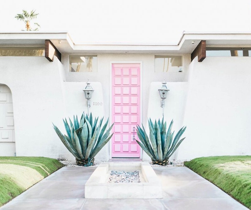 unexpected summer escapes, palm springs, that pink door