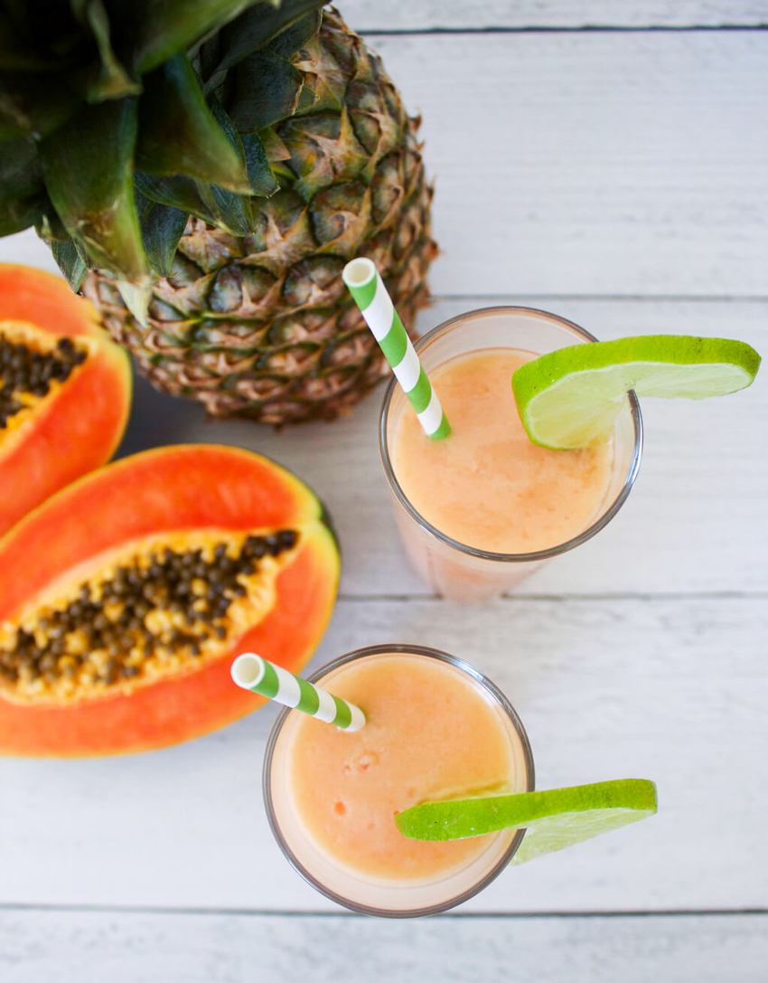 papaya pina colida tropical cocktail