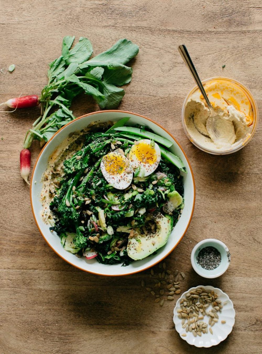 hummus, greens, and avocado bowl_healthy bowl recipes