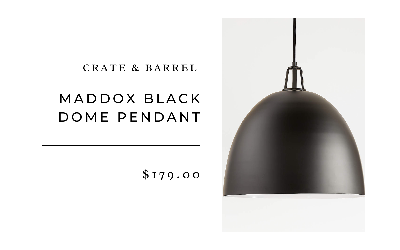 crate and barrel black dome pendant