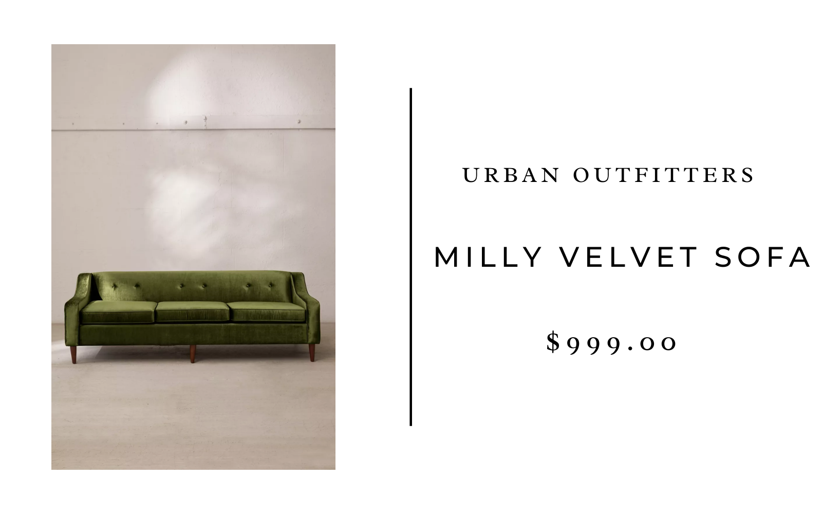 urban outfitters milly velvet sofa