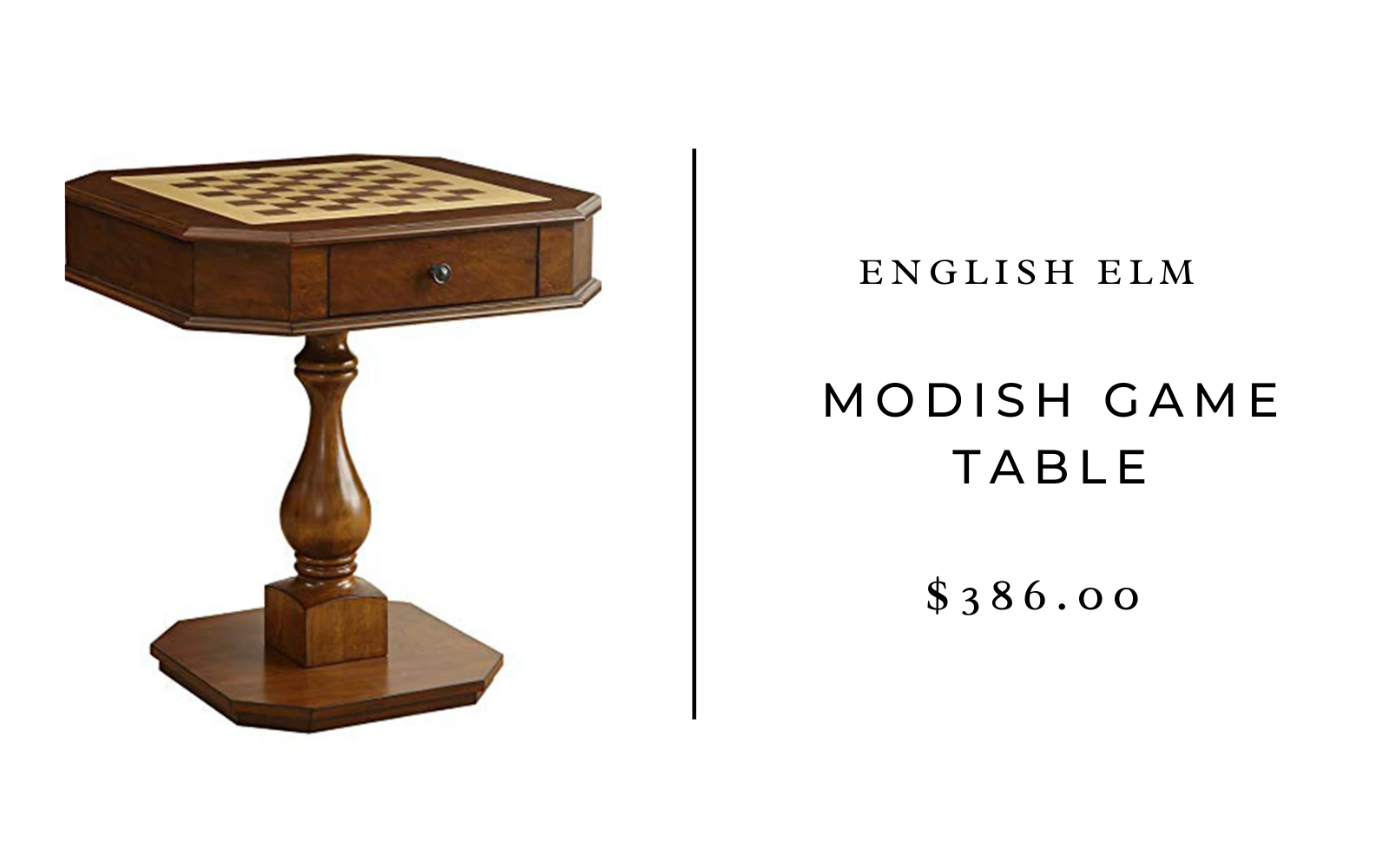 english elm modish game table
