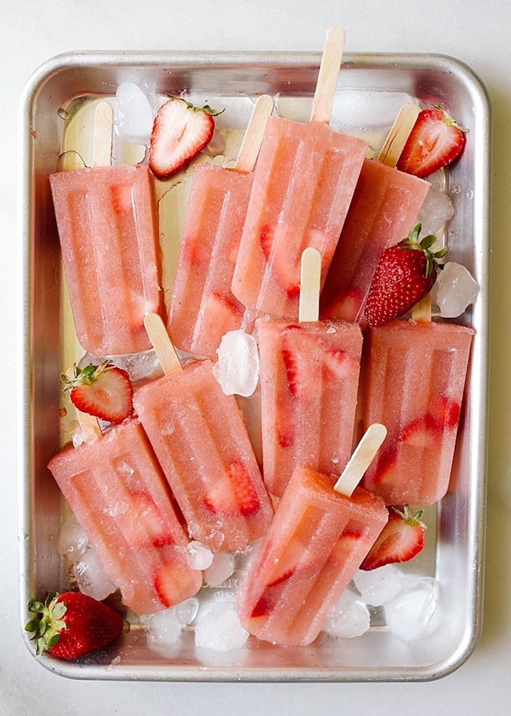 boozy popsicles, rose popsicles